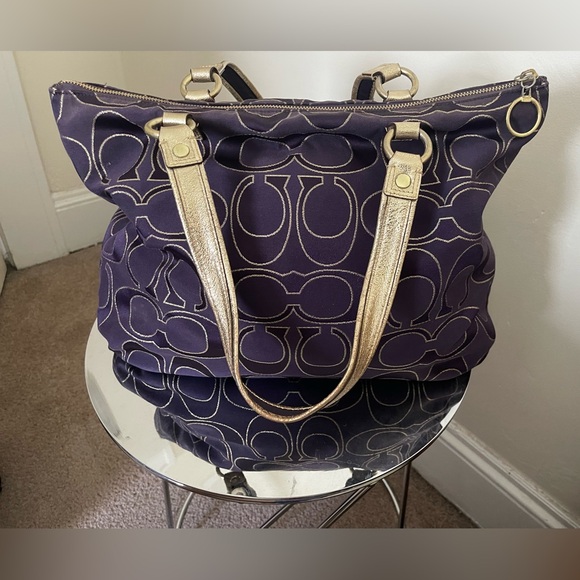 Coach Purple & Gold Poppy Tote - Picture 4 of 11